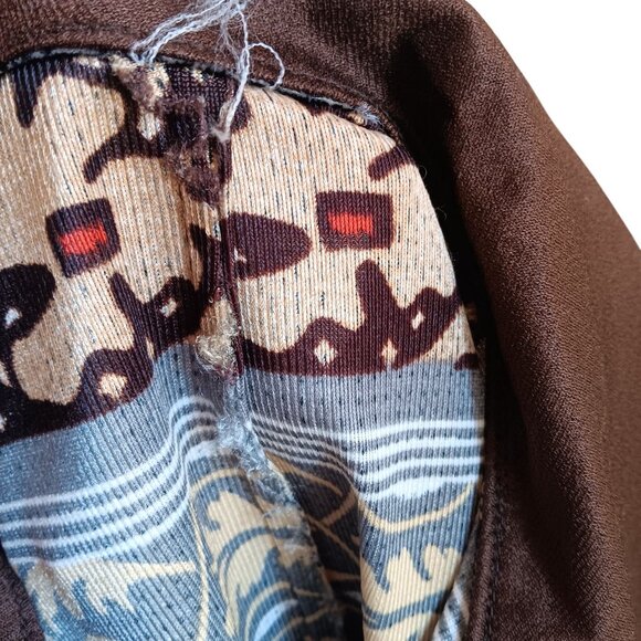 Vintage Small Scandinavian Top 1OF1 Print Zip-Up 1970's Boho Big Collar Handmade - Picture 9 of 9